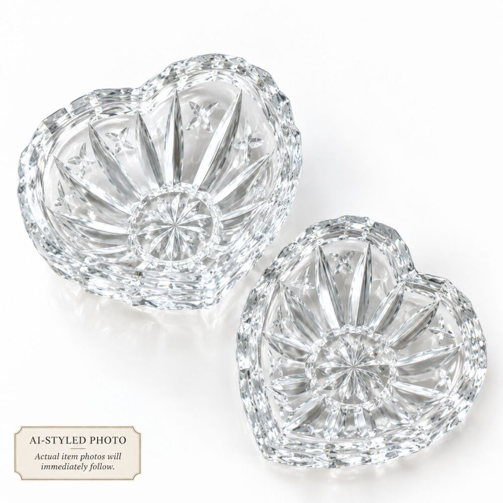 Vintage Clear Pressed Glass Heart Trinket Box | Lidded Ring Dish Grandma Chic